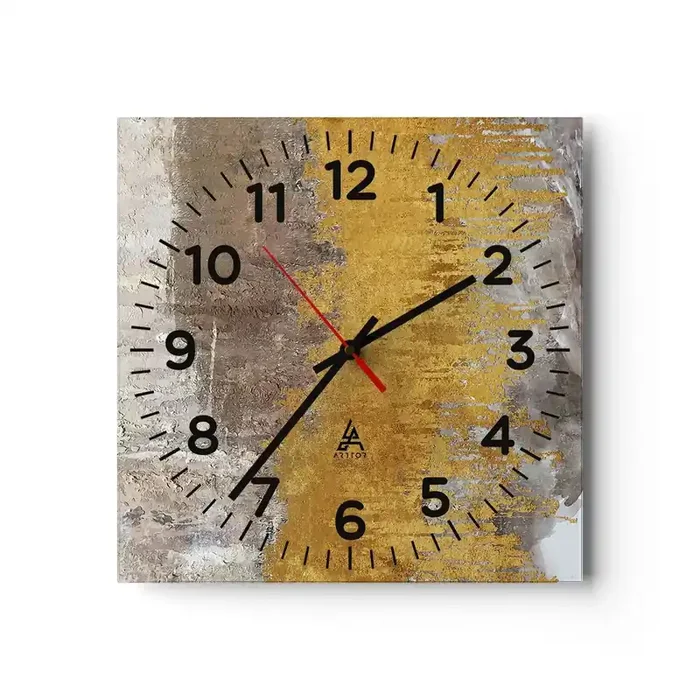 Reloj de pared – Reloj de vidrio – Una ráfaga dorada – 40×40 cm