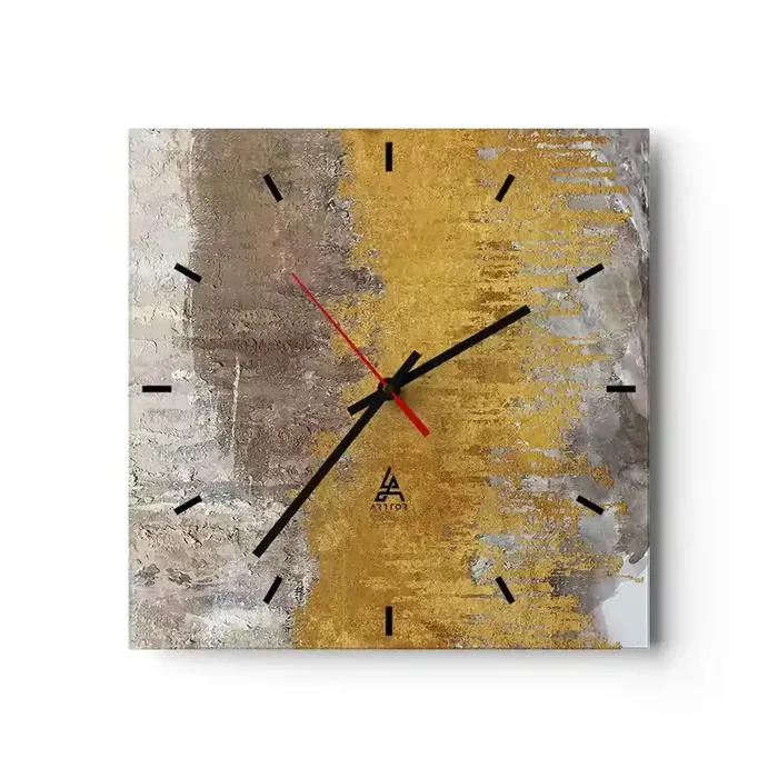 Reloj de pared – Reloj de vidrio – Una ráfaga dorada – 40×40 cm