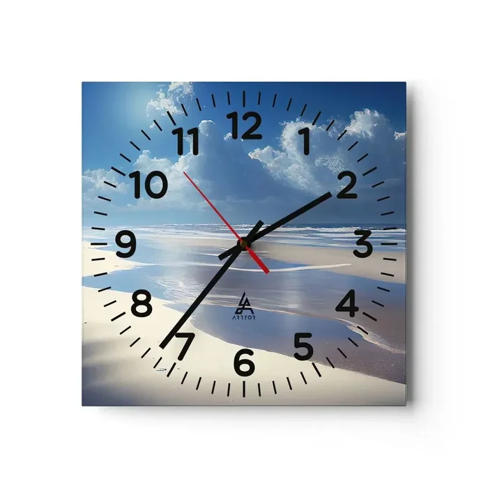 Reloj de pared – Reloj de vidrio – Vacaciones en el paraíso – 30×30 cm
