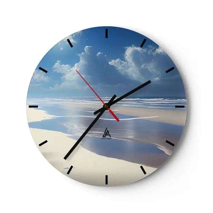Reloj de pared – Reloj de vidrio – Vacaciones en el paraíso – 40×40 cm