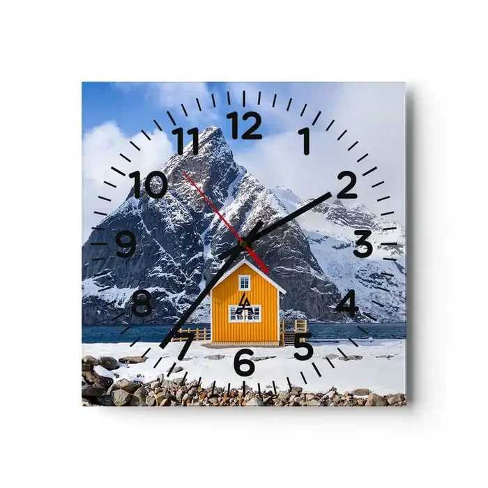 Reloj de pared – Reloj de vidrio – Vacaciones escandinavas – 30×30 cm