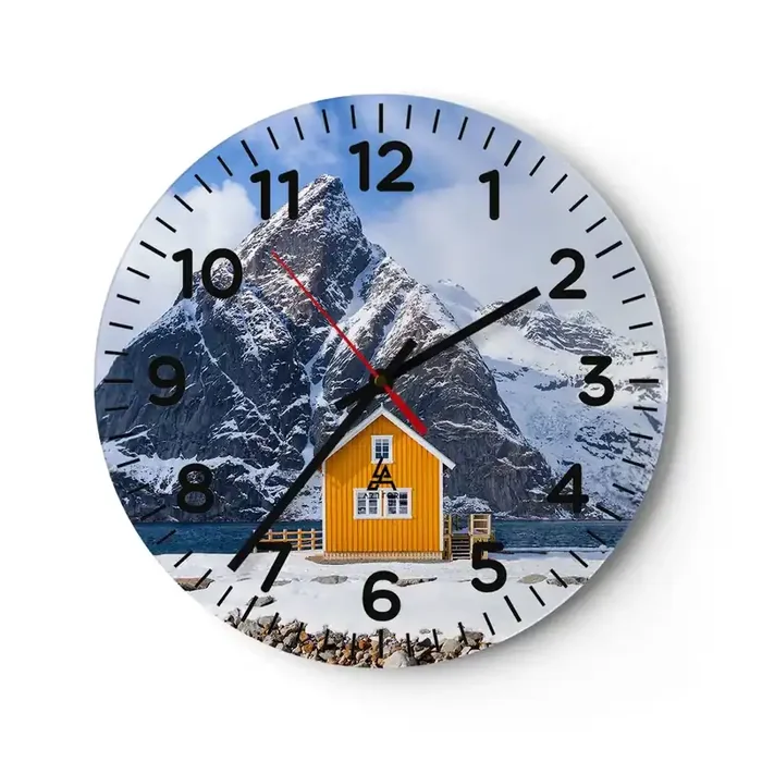 Reloj de pared – Reloj de vidrio – Vacaciones escandinavas – 30×30 cm