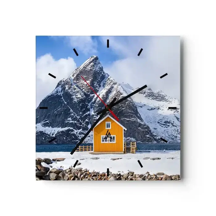 Reloj de pared – Reloj de vidrio – Vacaciones escandinavas – 40×40 cm