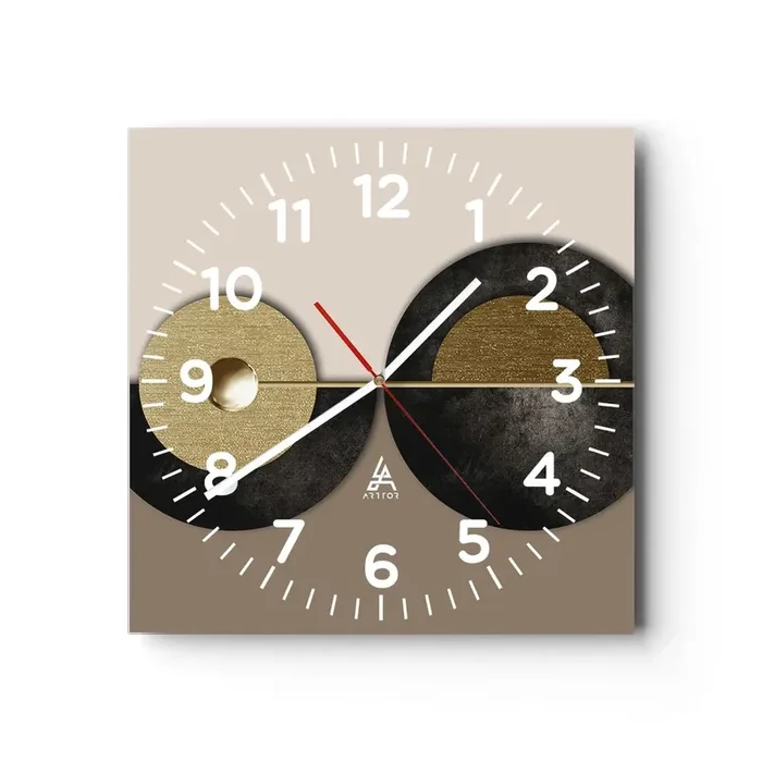 Reloj de pared – Reloj de vidrio – Variaciones en torno a un círculo – 40×40 cm