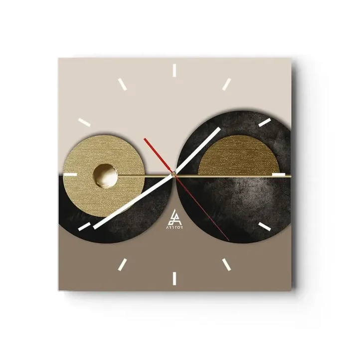 Reloj de pared – Reloj de vidrio – Variaciones en torno a un círculo – 40×40 cm
