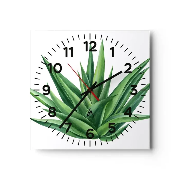 Reloj de pared – Reloj de vidrio – Verde – fuerza – vida – 40×40 cm