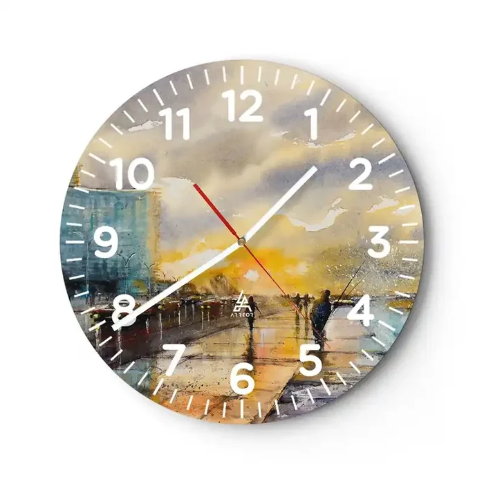 Reloj de pared – Reloj de vidrio – Vida en la orilla – 40×40 cm