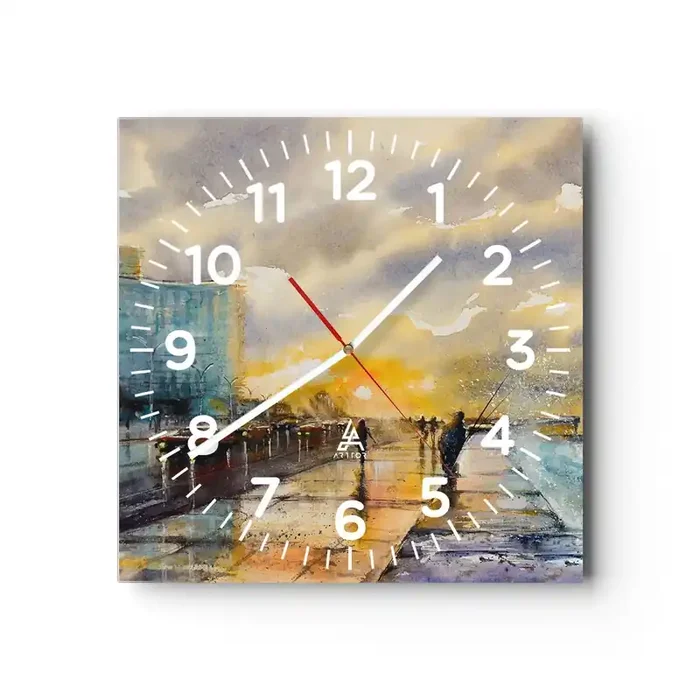 Reloj de pared – Reloj de vidrio – Vida en la orilla – 40×40 cm