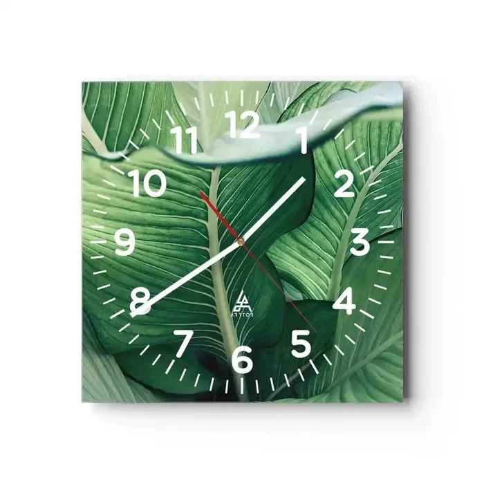 Reloj de pared – Reloj de vidrio – Vida intensamente verde – 30×30 cm