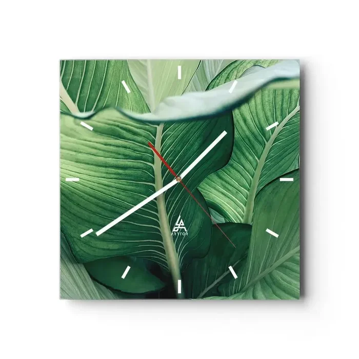 Reloj de pared – Reloj de vidrio – Vida intensamente verde – 40×40 cm