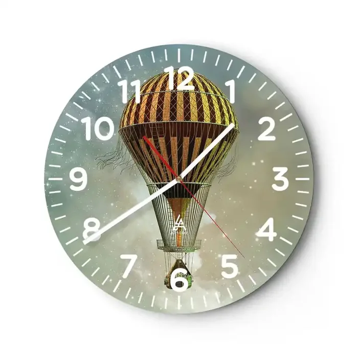 Reloj de pared – Reloj de vidrio – Vuelos pioneros – 40×40 cm