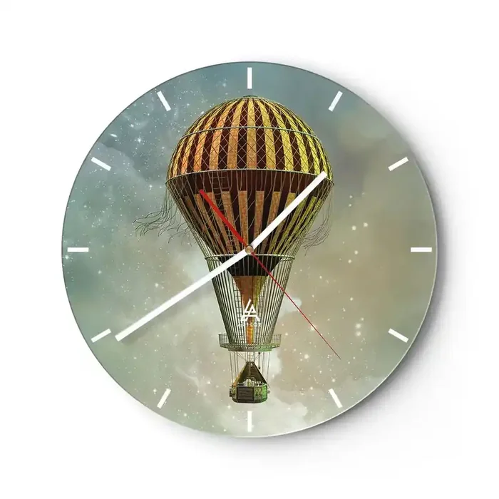 Reloj de pared – Reloj de vidrio – Vuelos pioneros – 40×40 cm