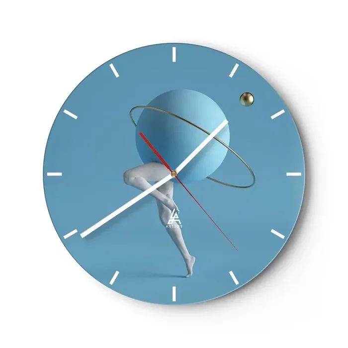 Reloj de pared – Reloj de vidrio – Y los planetas se vuelven locos – 40×40 cm