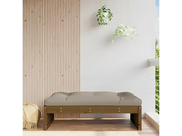 Reposapiés de jardín madera maciza de pino marrón miel 120×80 cm ES30473