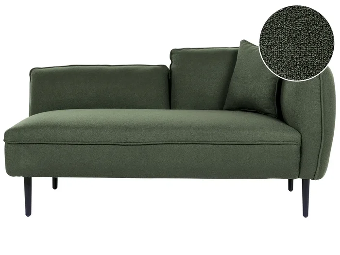 Right-Hand Chaise Lounge CHEVANNES Boucle Dark Green