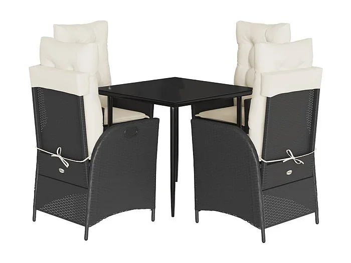 Rinaldo Set de muebles jardín 5 pzas con cojines ratán sintético negro