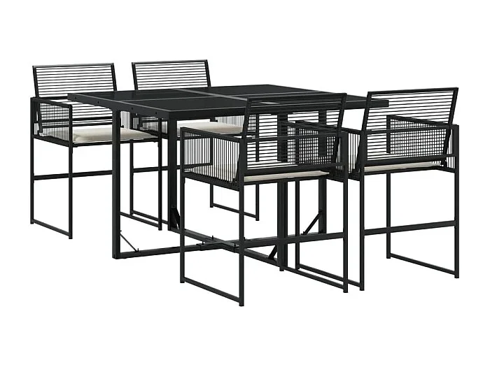 Robert-Luc Set de muebles jardín 5 pzas con cojines ratán sintético negro