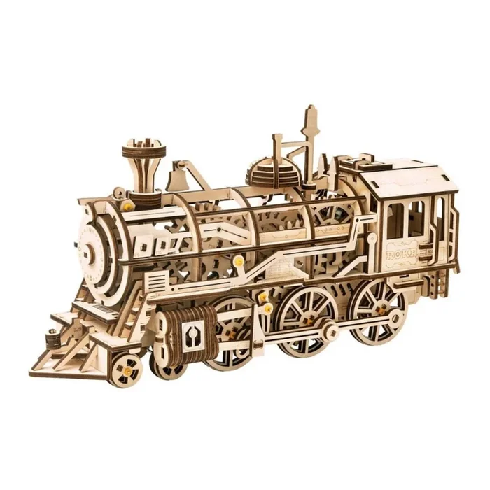 RoboTime – Rompecabezas mecánico de madera en 3D Locomotora de vapor