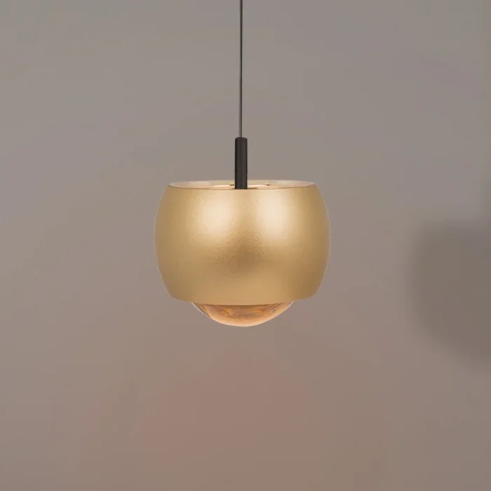 Roller Lámpara colgante LED, color dorado, regulable, lente de cristal
