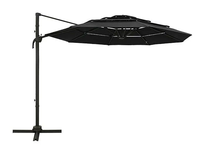 Roosendaal Sombrilla jardín de 4 niveles con palo de aluminio negro 3×3 cm