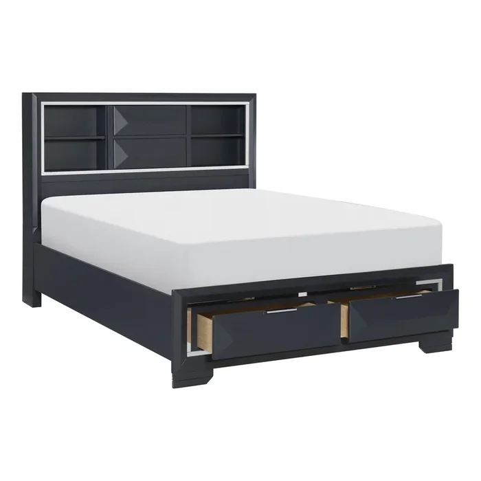 Rosemont Midnight Blue Queen Storage Platform Bed
