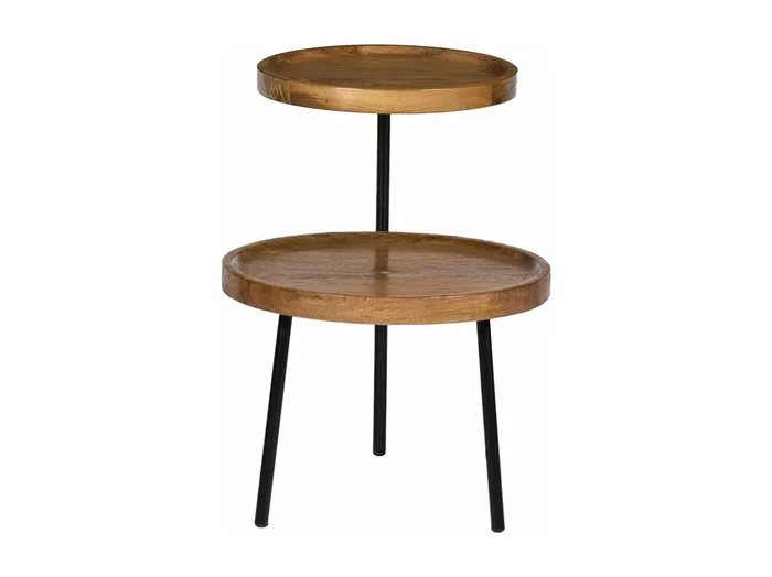 RUBY-Mesa auxiliar diam.45 cm en madera de mango y metal negro
