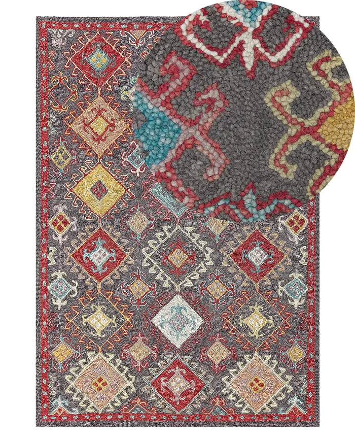 Rug FINIKE Multicolour 140 x 200 cm Wool
