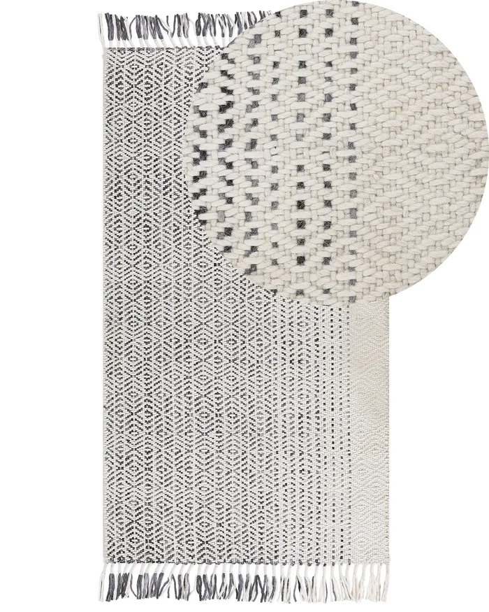 Rug OMERLI White 80 x 150 cm Wool