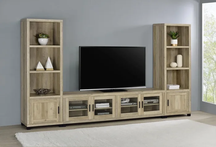 Sachin Antique Pine 3-piece Entertainment Center With 79″ TV Stand