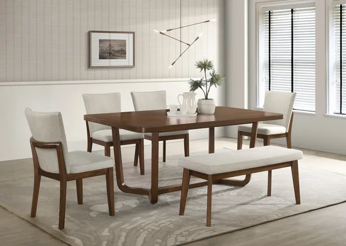 Salerno Beige and Brown Dining Set