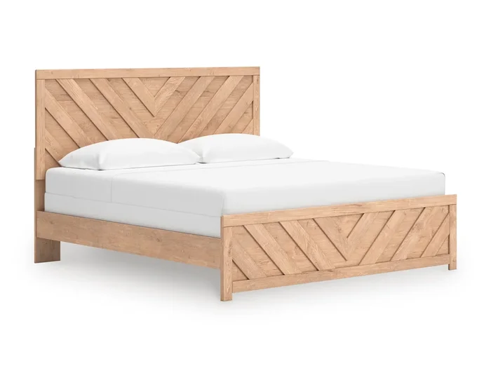 Sanginlane Tan Crossbuck King Panel Bed
