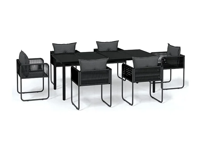 Scandicci Juego de comedor para jardín 7 piezas negro