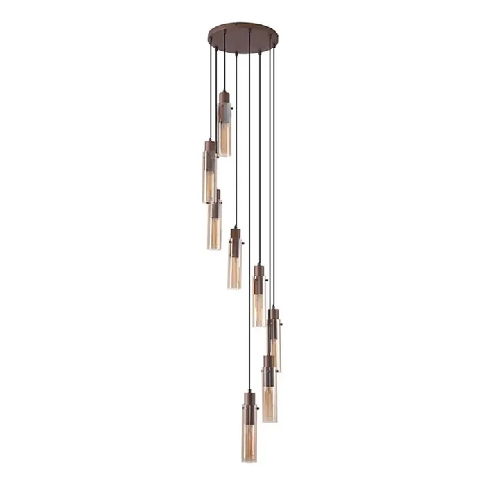Searchlight – Lámpara colgante con cable SWEDEN 8xE27/60W/230V marrón/ahumado