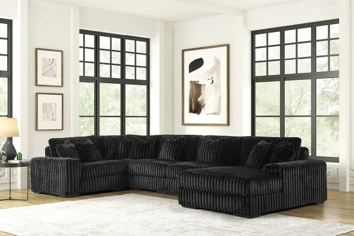 Season Black 5-Piece Oversized Right Arm Facing (RAF) Sectional