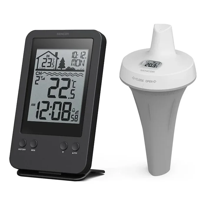Sencor – Estación meteorológica con sensor flotante inalámbrico para piscina 2xAA + 2xAA IPX7