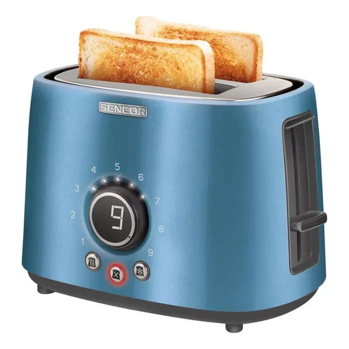 Sencor – Tostadora de dos ranuras con rejilla calentadora, 1000 W/230 V, azul
