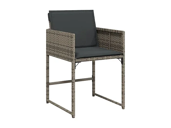 Sener Set comedor jardín 9 pzas y cojines ratán sintético gris