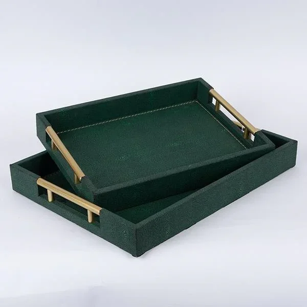 SET 2x Bandeja decorativa 40×30/34×24 cm verde