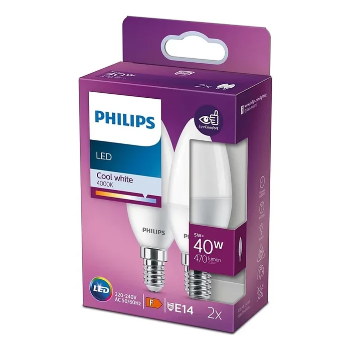 SET 2x Bombilla LED Philips B35 E14/5W/230V 4000K