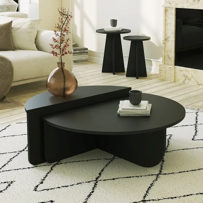 SET 2x Mesa de centro PODIUM negro