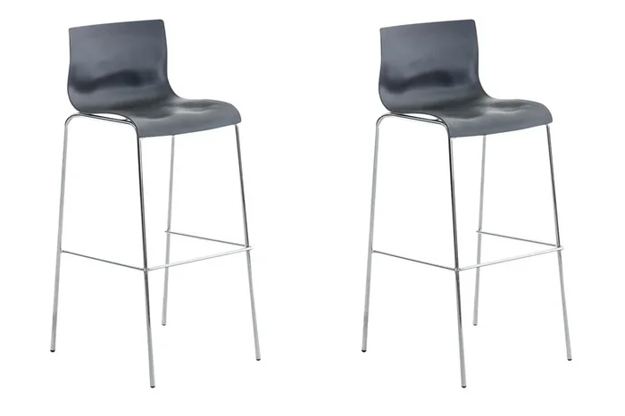 Set 2x Taburete Hover con Asiento de Plástico & Base de Metal Gris 48X43X100 cm