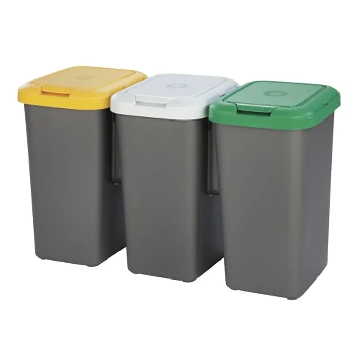 Set 3 papeleras de reciclaje de 75 litros en total fabricadas en plástico 79 x 33 x 48 cm