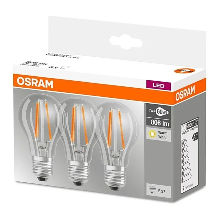 SET 3x LED Bombilla VINTAGE E27/7W/230V 2700K – Osram