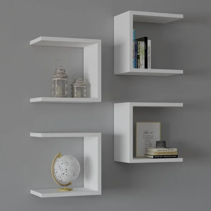 SET 4x Estantería de pared BASE 30×30 cm blanco