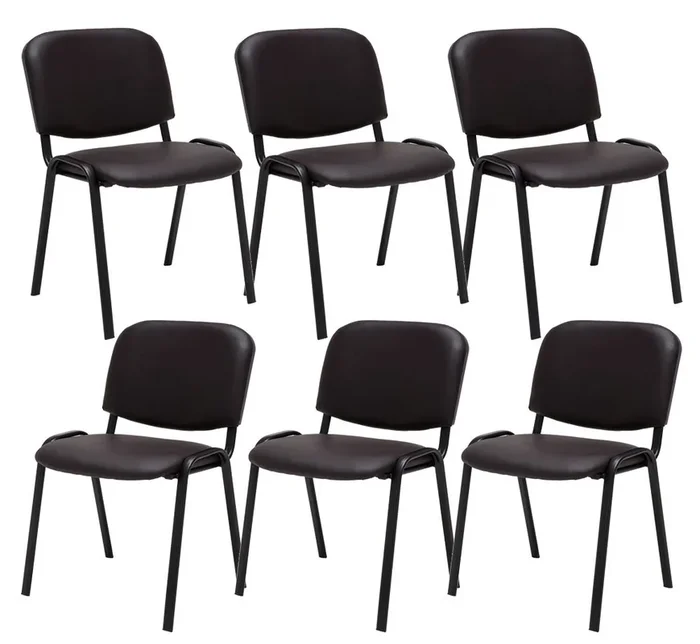 Set 6 Sillas De Conferencia Ken En Cuero PU Simil cuero Marrón 53X53X83 cm