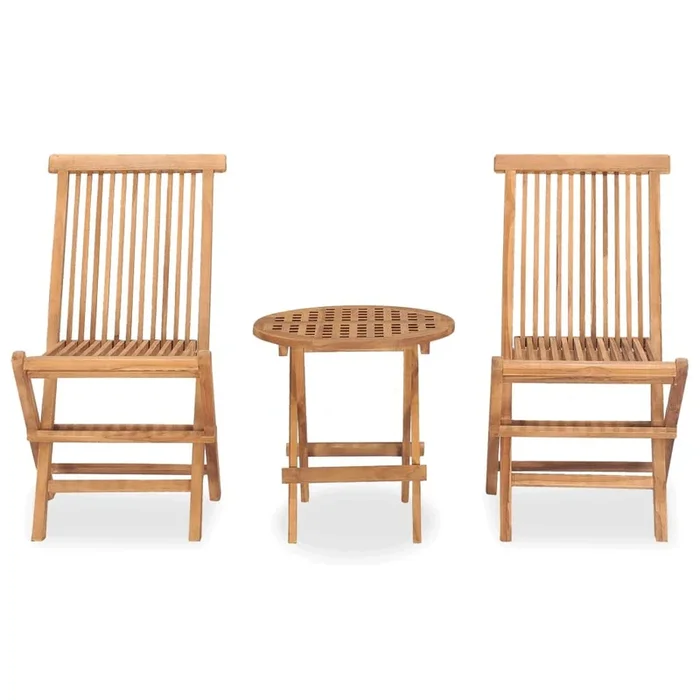 Set comedor de jardín plegable 3 piezas madera maciza de teca