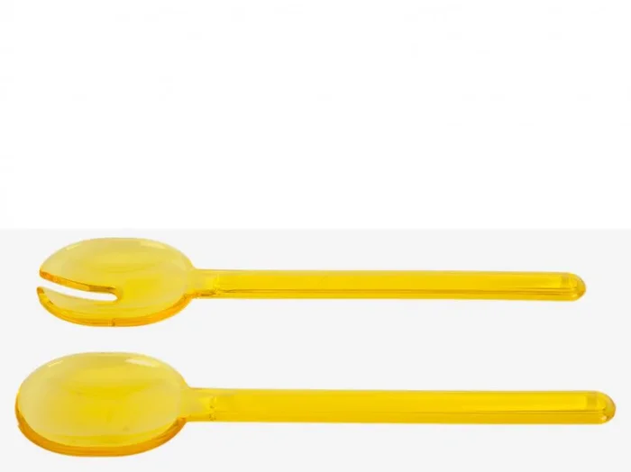Set Cubiertos Plastico Amarillo