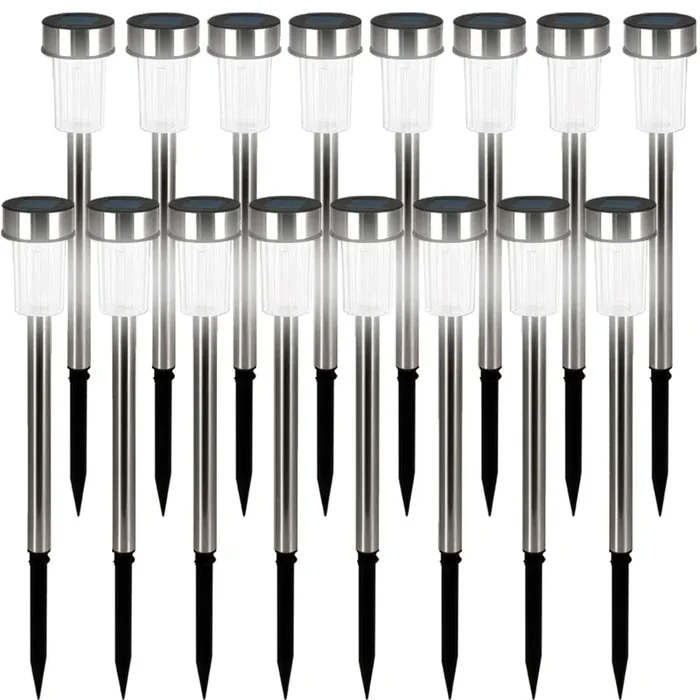 Set de 16 lámparas solares LED de acero inoxidable