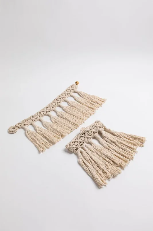 Set de 2 Alzapaños para Cortina en Macramé Milena Beige Crema – SKLUM