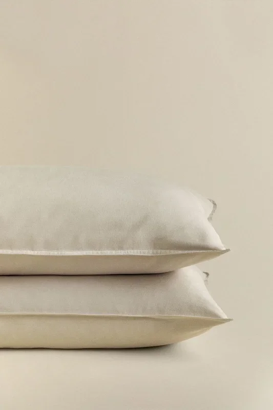 Set de 2 fundas de almohada en lino de 160g/m² Sorana 50 x 75 cm Beige Semoline – SKLUM